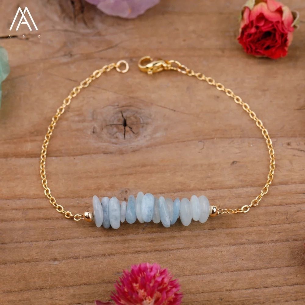 ✨NEW✨ Aquamarine With Gold Chain Bracelet